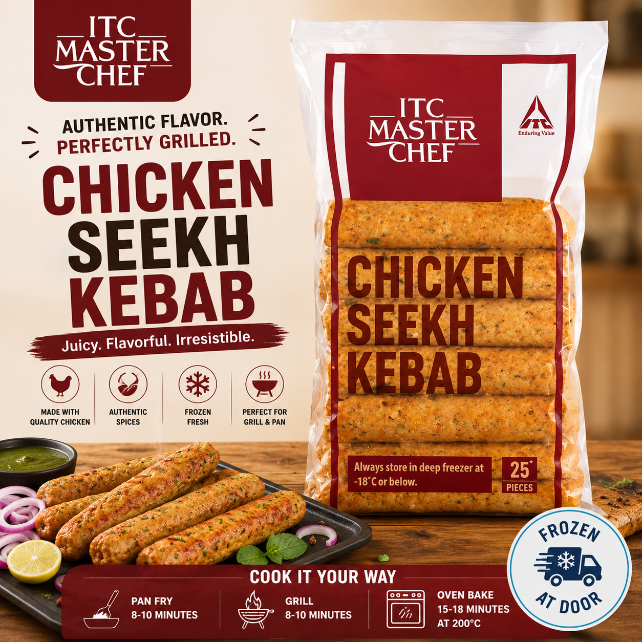 ITC Master Chef Chicken Seekh Kebab 1kg
