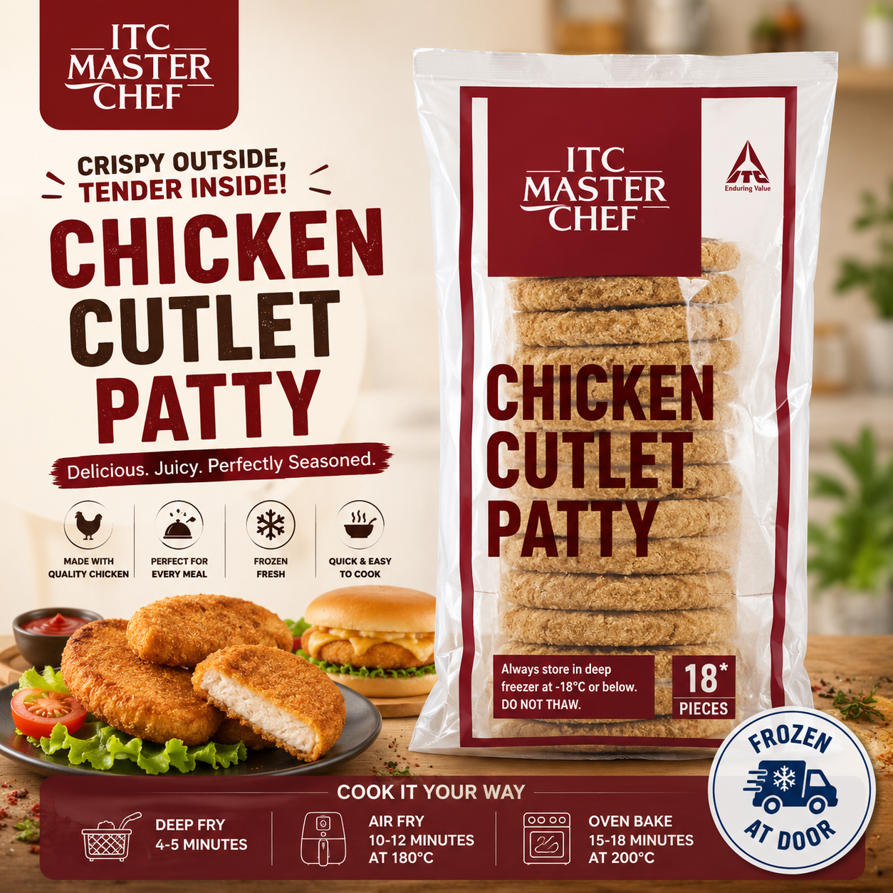ITC Master Chef Chicken Cutlet Patty 1kg
